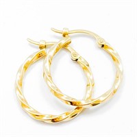 14k Yellow Gold Twisted Hoop Earrings