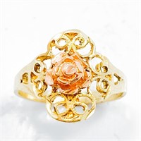 14k Yellow & Rose Gold Filigree Rose Ring