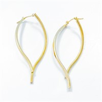 14k Yellow Gold Modern Teardrop Hoop Earrings