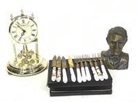 Gold Plated Forks, HM Clock, Brass Bust & More