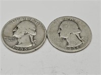 2-1935 D Washington Silver Quarter Coins