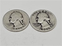 2- 1936 Washington Silver Quarter Coins