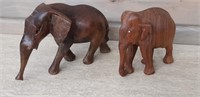 2 Wooden Decor Elephants