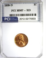 1939-D Cent MS67+ RD LISTS $625