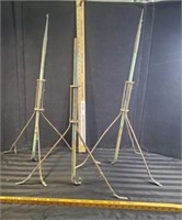 3 antique Lighting rods with stands