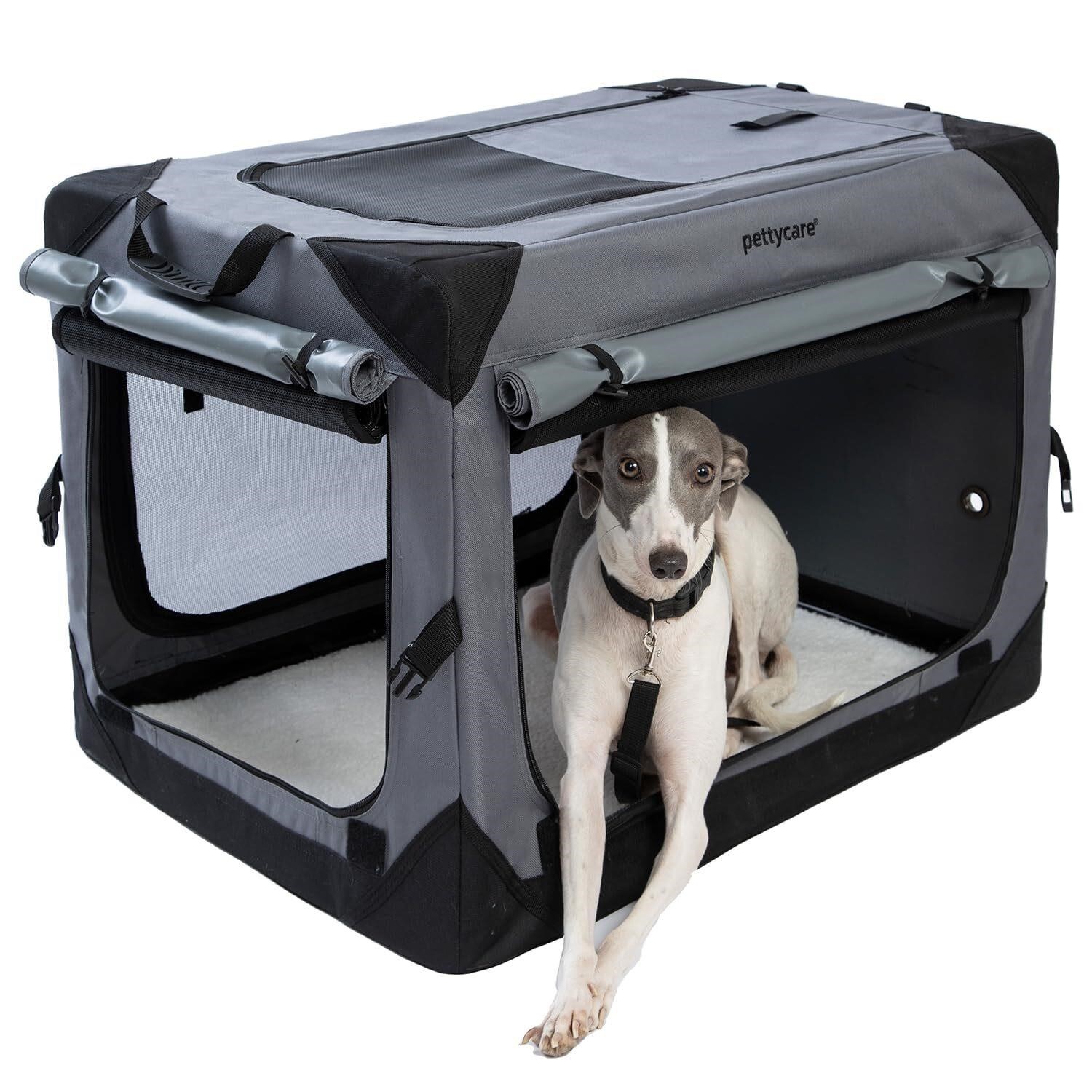 30 Inch Collapsible Dog Crate with Curtains,
