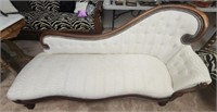 Victorian style white upholstered settee