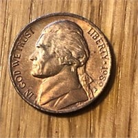 1989 P Jefferson Nickel Coin - Gold / Rainbow Tone