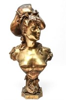 Anton Nelson (After), Bust of a Maiden-Gilt Bronze