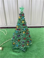 Vintage ceramic lighted Christmas tree, 12"