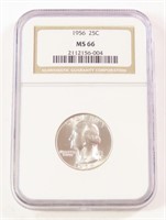 NGC GRADED 1956 WASHINGTON QUARTER MS66