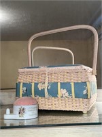 Vintage Wicker & Rattan Stitch Box Sewing Basket