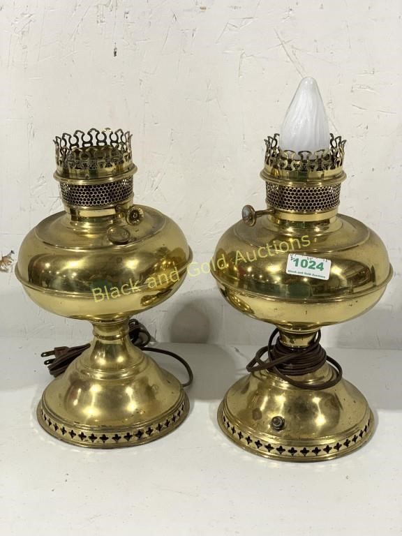 Pair of Electrified Brass Rayo Lamps