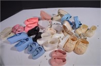 20 Pair Vintage Vinyl Doll Shoes Size Med - Large