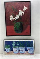 19x25in and 19x12in framed signed oil paintings-