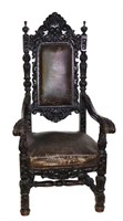 A Charles II Style Ebonized Fauteuil