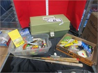 Tackle Box With Many Accessories Ice Fishing Poles