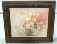 Framed & Signed Floral Oil On Canvas