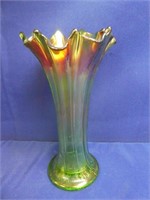 Northwood Carnival Glass On Green Swung Vase