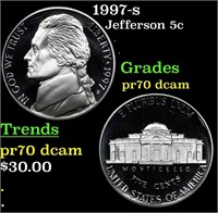 Proof 1997-s Jefferson Nickel 5c Grades GEM++ Proo