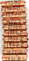 (10) Rolls 1950's Wheat Cent Penny Lot