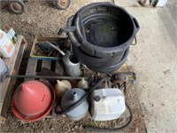 Funnels, Oil Cans, Grease Gun, Tractor Seat &