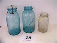 Canning jars -2 blue half gallon- Kerr pint