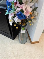 Large Milk Bottle with Artificial Flowers