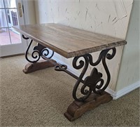 HEAVY Wrought Iron, Marble Top Table Desk-Upstairs