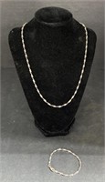 (D) Sterling Silver Necklace And Bracelet