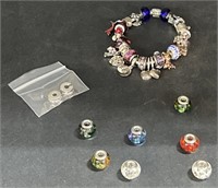 (D) Pandora Charm Bracelet. Some Charms Sterling