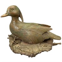 Vintage Heavy Bronze Nesting Duck