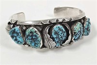 Les Baker Sterling Silver Turquoise Cuff Bracelet