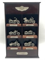 Harley 100th Ann. Pewter Replica Set And Display