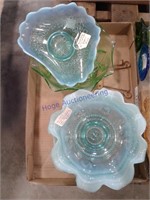 Glassware--Blue opalescent, green