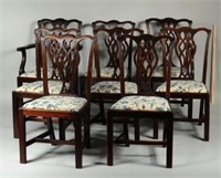 Set Eight Chippendale Style Carved Dining Chairs