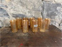 (9) PEACH COLORED GLASS TUMBLERS