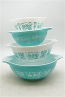 Pyrex Amish Butterprint Turquoise Cinderella Bowls
