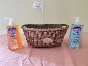 11x5 clover farms basket and 2 bottles of dial