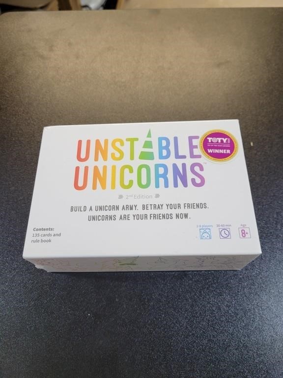 Unstoppable unicorns game cards and rule book