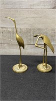 2 Brass Crane Statues 7.5" Tall