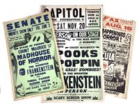 3 Screened Posters, Playbills Spooky Films, Horror