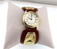 Western Style Geneva Watch Brown Leather Band
