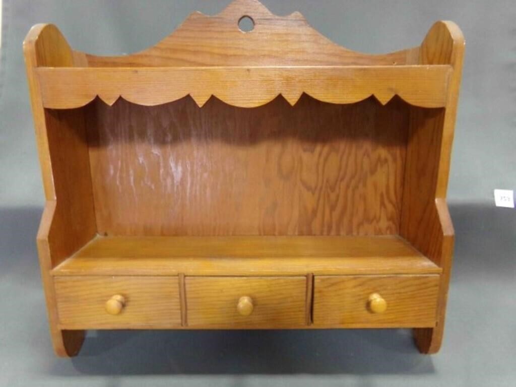 Hand Made Wooden Shelf with 3 Drawers - Made