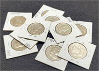 (10) Different Date Franklin Half Dollars