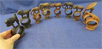 9 carved african animals -  napkin rings