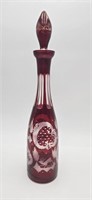 Egermann Bohemian Etched Decanter Cut to Clear