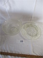 Glass Plate & Bowl  Cut Glass