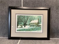 Winter Scene Framed Art Print Signed Eric Mohn