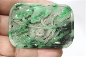 A Chinese Green Jade or Jadeite Pendant